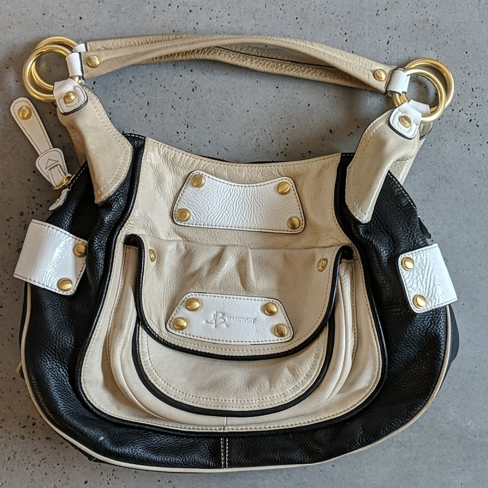 B. Makowsky Glove Leather Shopper with Patent Trim